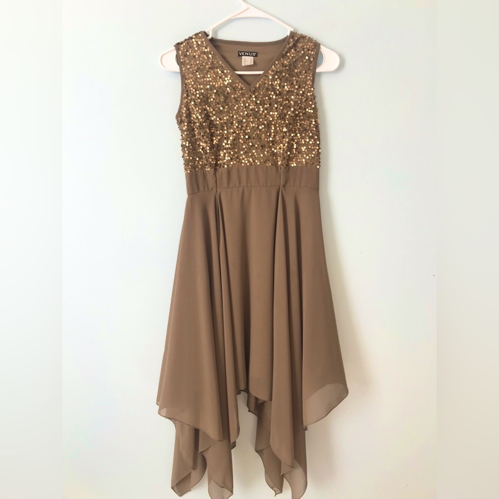 Sequin gold prom dress